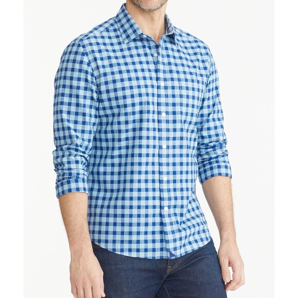 UNTUCKit Mariano WF Baby Blue Gingham All Cotton Button Down Shirt Men’s Size L - Picture 1 of 13